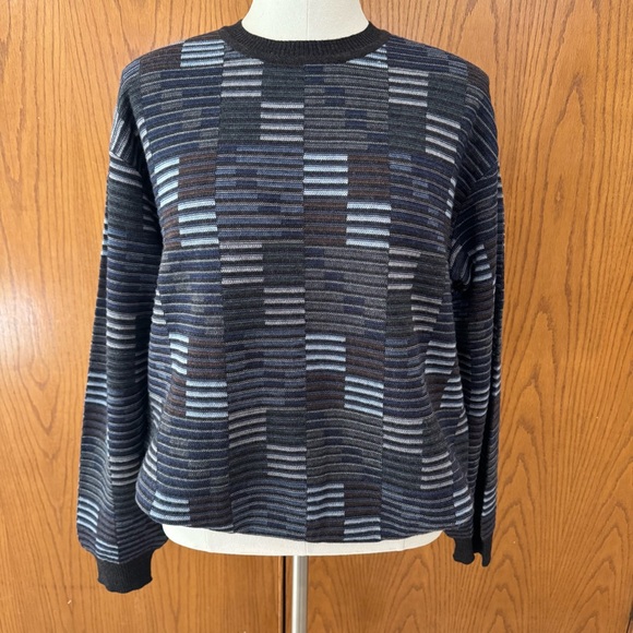 Men’s XL Segreto Italy Sweater Blues, Browns & Grays 100% Pure New Wool Merino - Picture 1 of 8